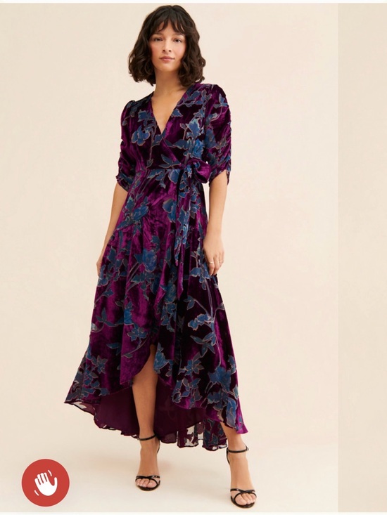 Hutch Dresses & Skirts - Hutch Plum Velvet Floral High-Low Wrap Dress